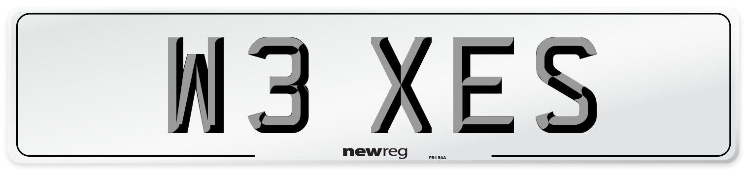 W3 XES Number Plate from New Reg